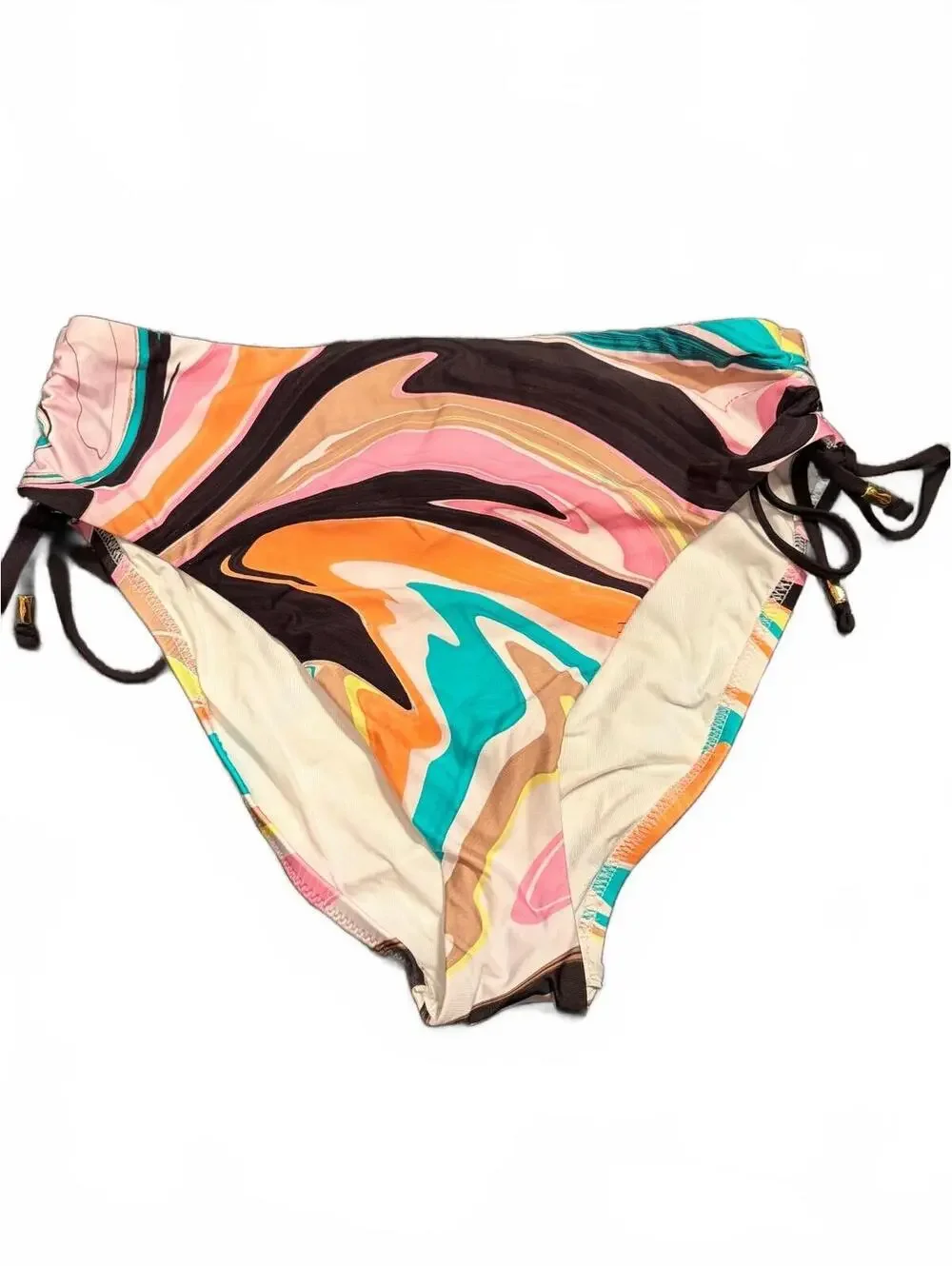 Trina Turk Bikini Set Multi Abstract Halter Swim Top 4 Bottom 6 NWT